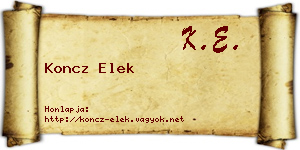 Koncz Elek névjegykártya